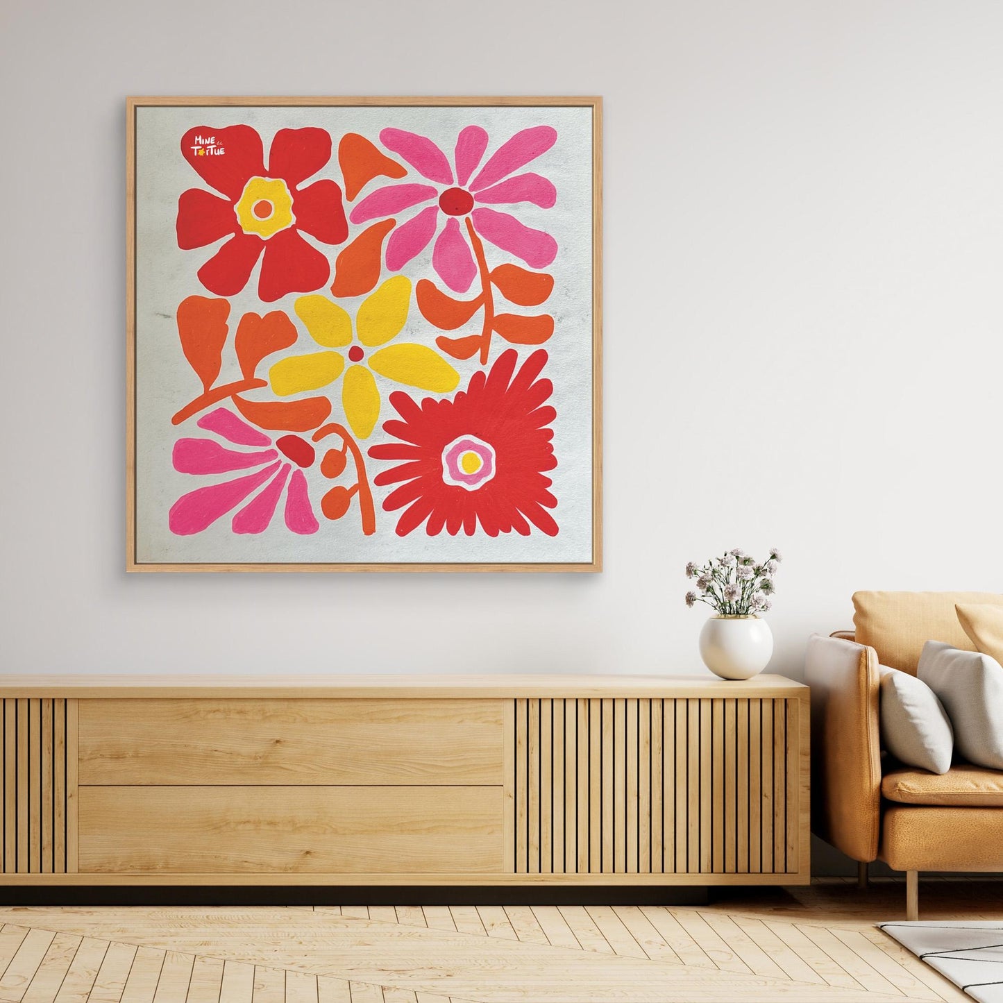 Canvas print ‘Flowers in Red, Pink & Yellow’