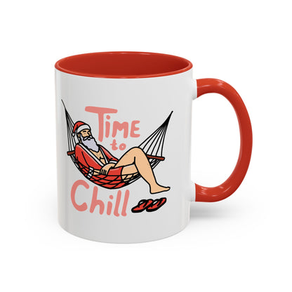 Santa Coffee Mug ‘Time to chill’ - Holiday Gift, Xmas Decor, Relaxation Drinkware, Funny Winter Mug, Cozy Vibe