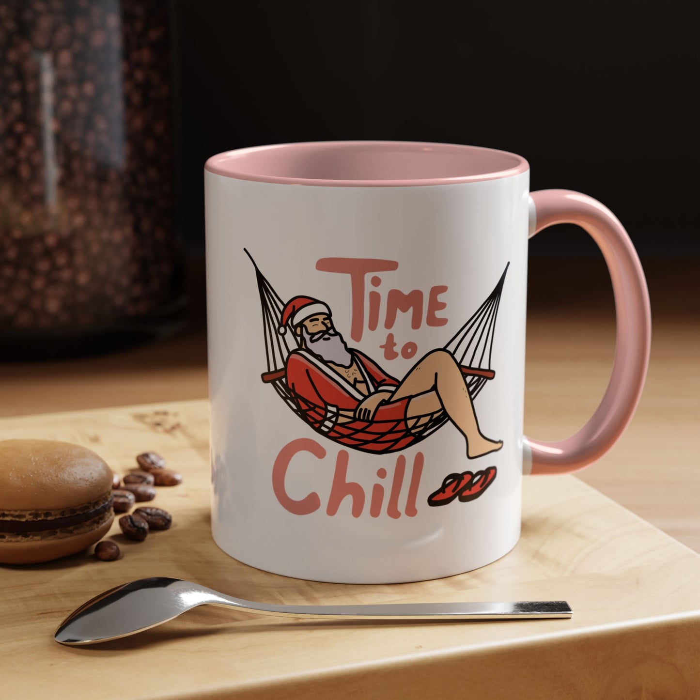 Santa Coffee Mug ‘Time to chill’ - Holiday Gift, Xmas Decor, Relaxation Drinkware, Funny Winter Mug, Cozy Vibe