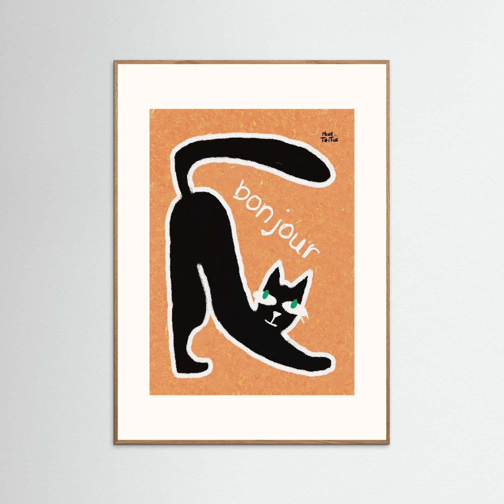 Poster print ‘Chatty Cat Bonjour’