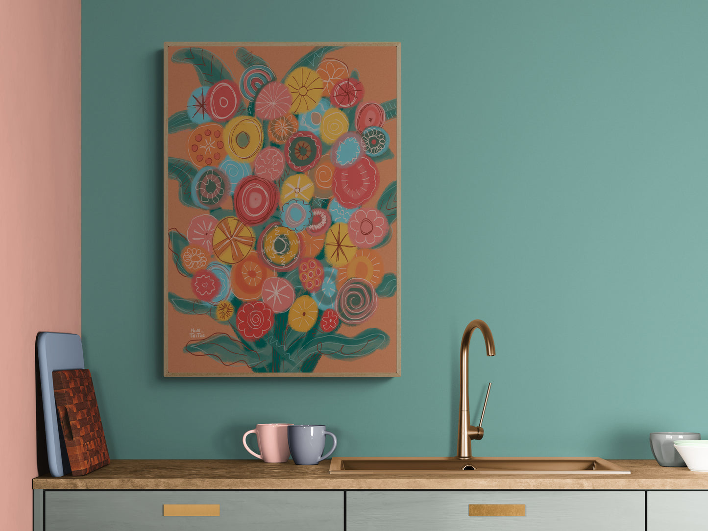 Poster 'Bos kleurrijke bloemen'