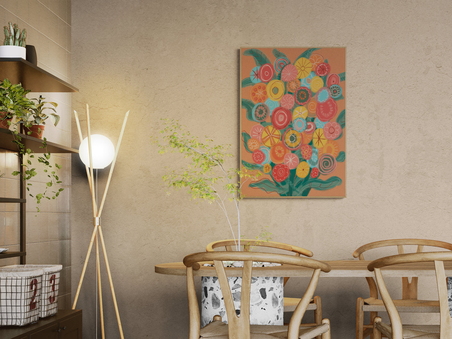 Poster 'Bos kleurrijke bloemen'