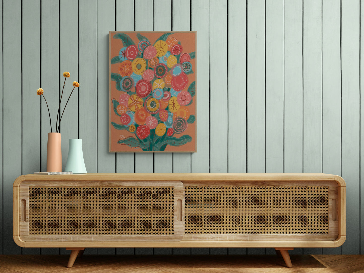 Poster 'Bos kleurrijke bloemen'