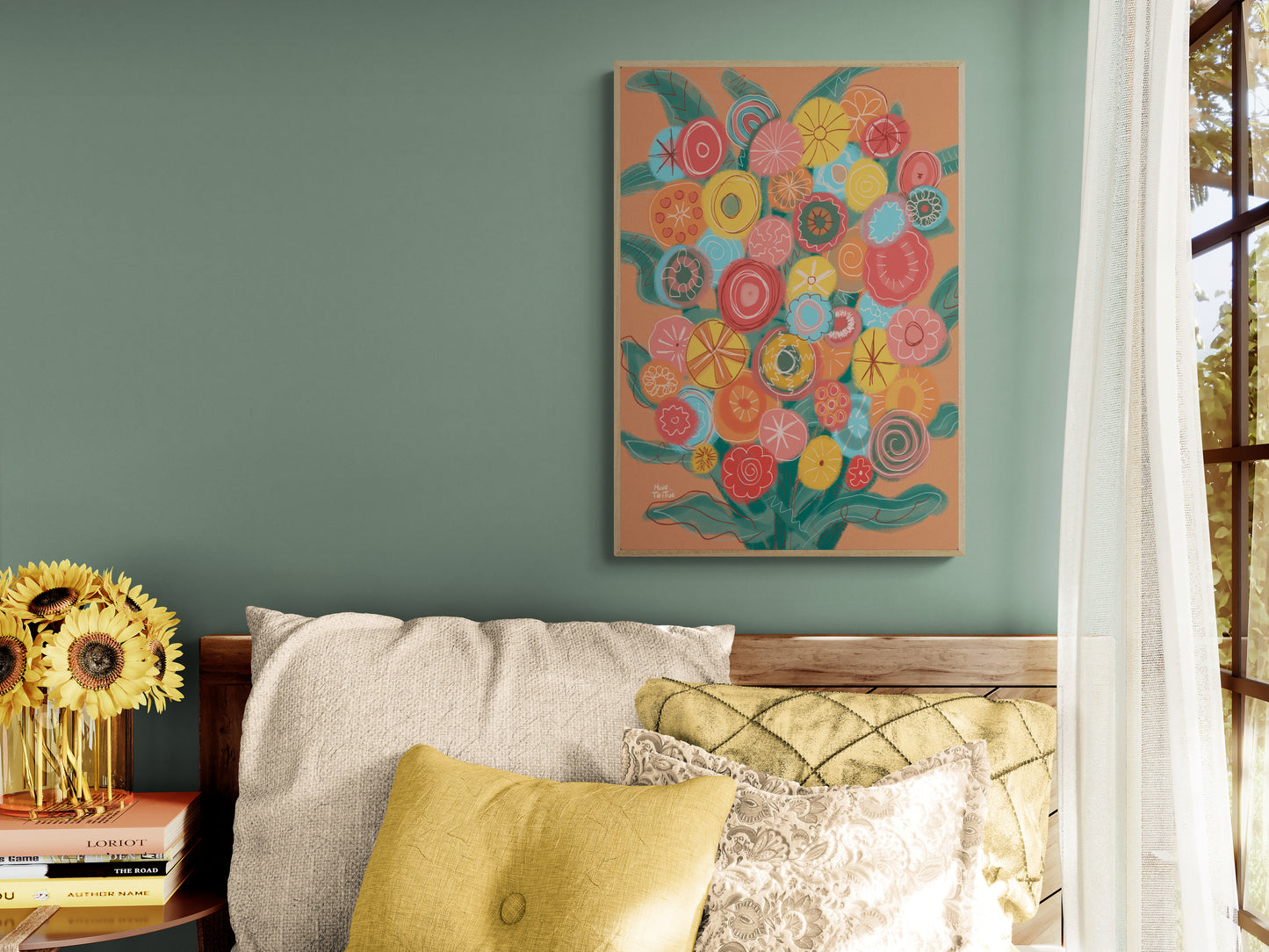 Poster 'Bos kleurrijke bloemen'