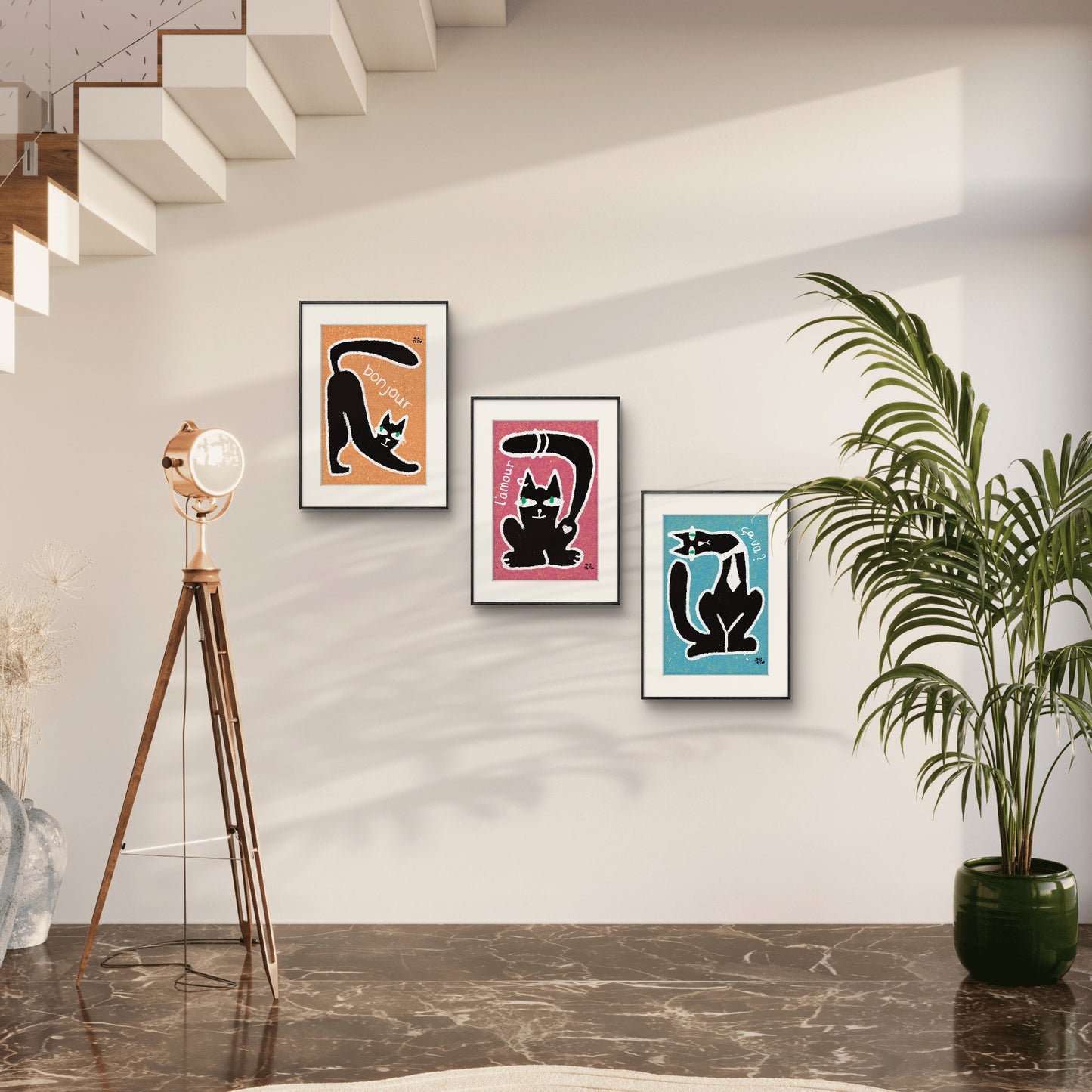 Poster print ‘Chatty Cat Ça Va?’