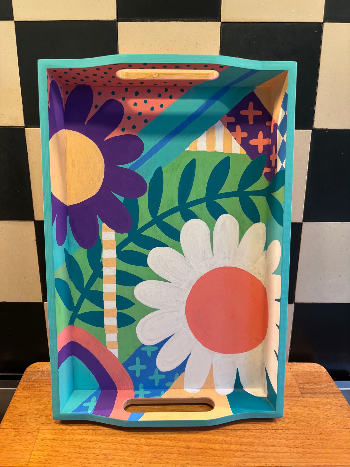 Bamboe design dienblad - Bloemen