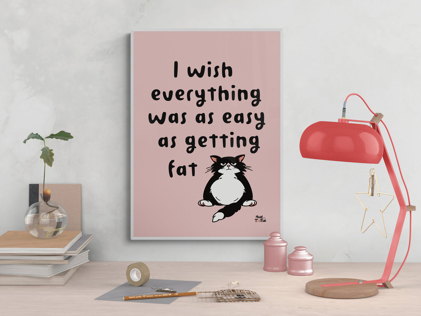 Poster ‘Easy a getting fat’ - roze