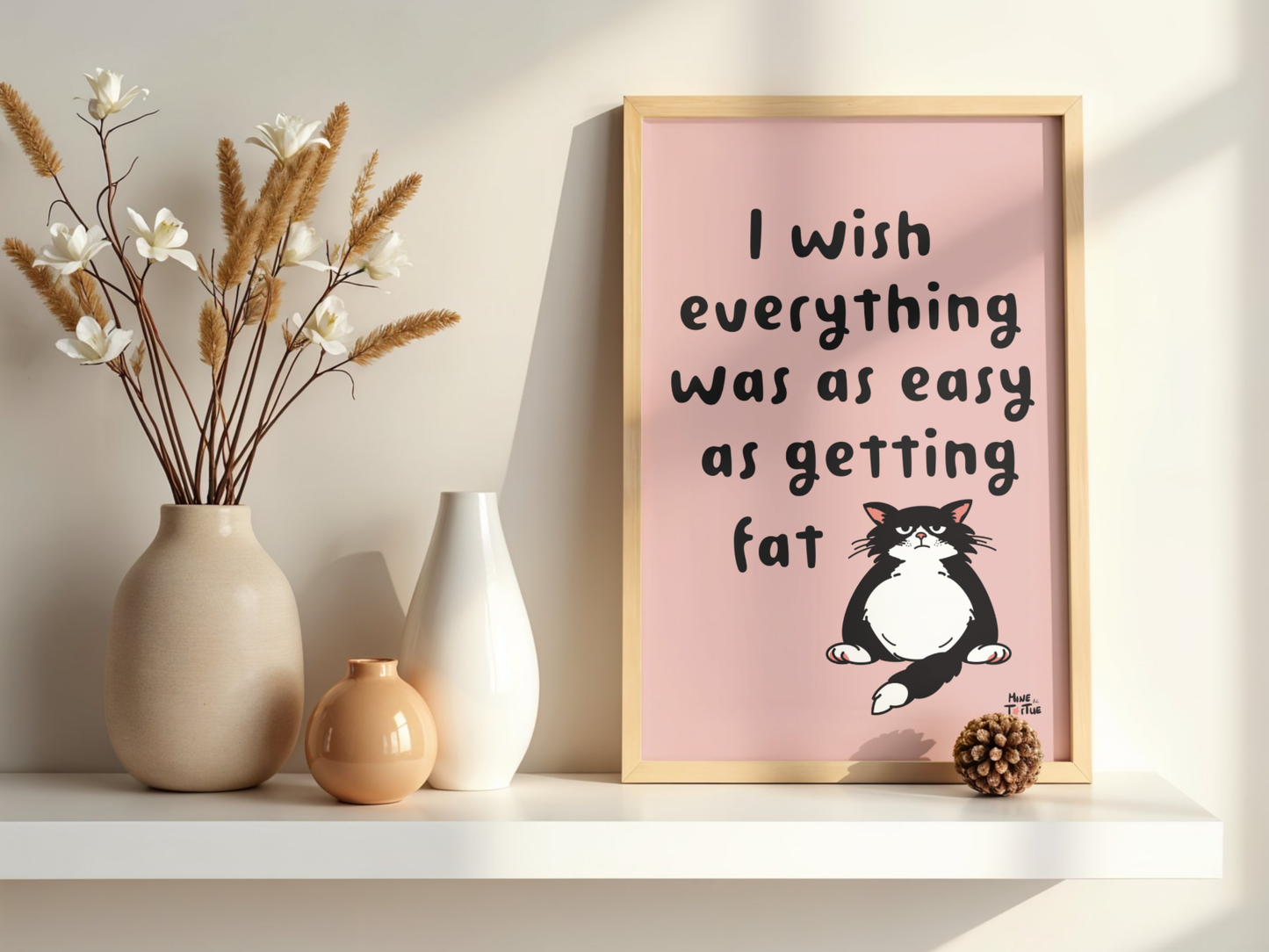 Poster ‘Easy a getting fat’ - roze