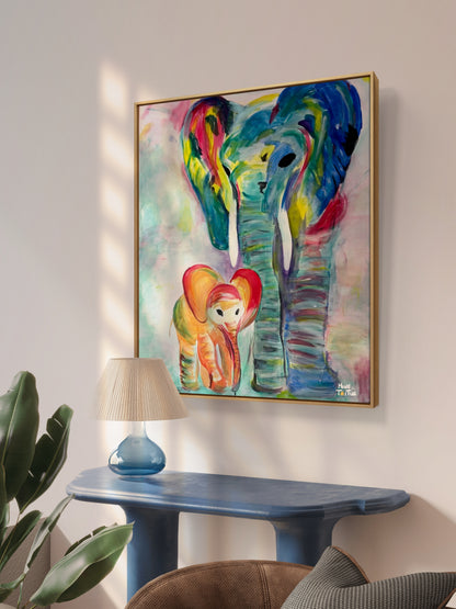 Canvasprint 'Olifantenliefde'