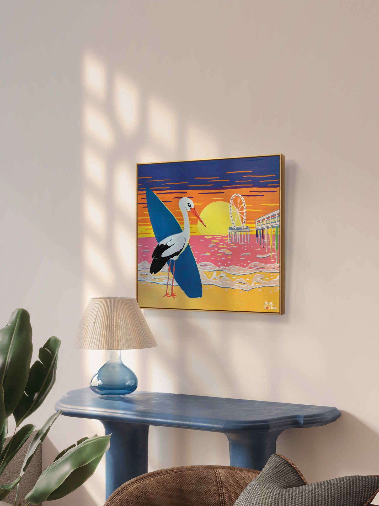 Canvasprint 'Surfende Ooievaar Scheveningen'