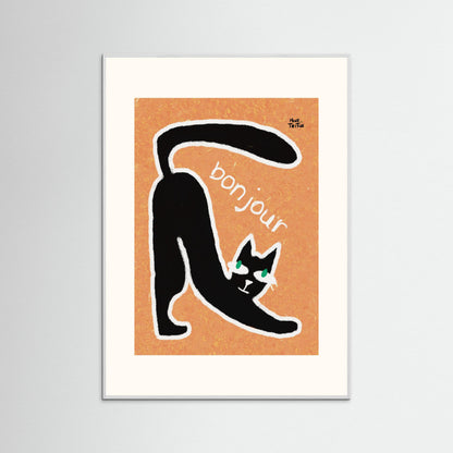 Poster print ‘Chatty Cat Bonjour’