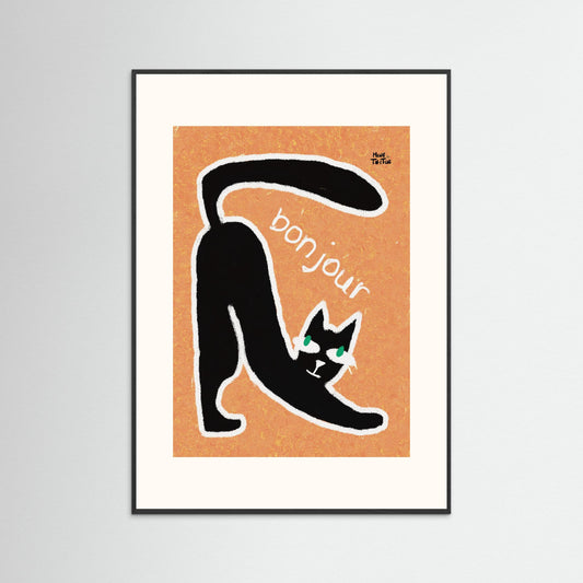 Poster print ‘Chatty Cat Bonjour’