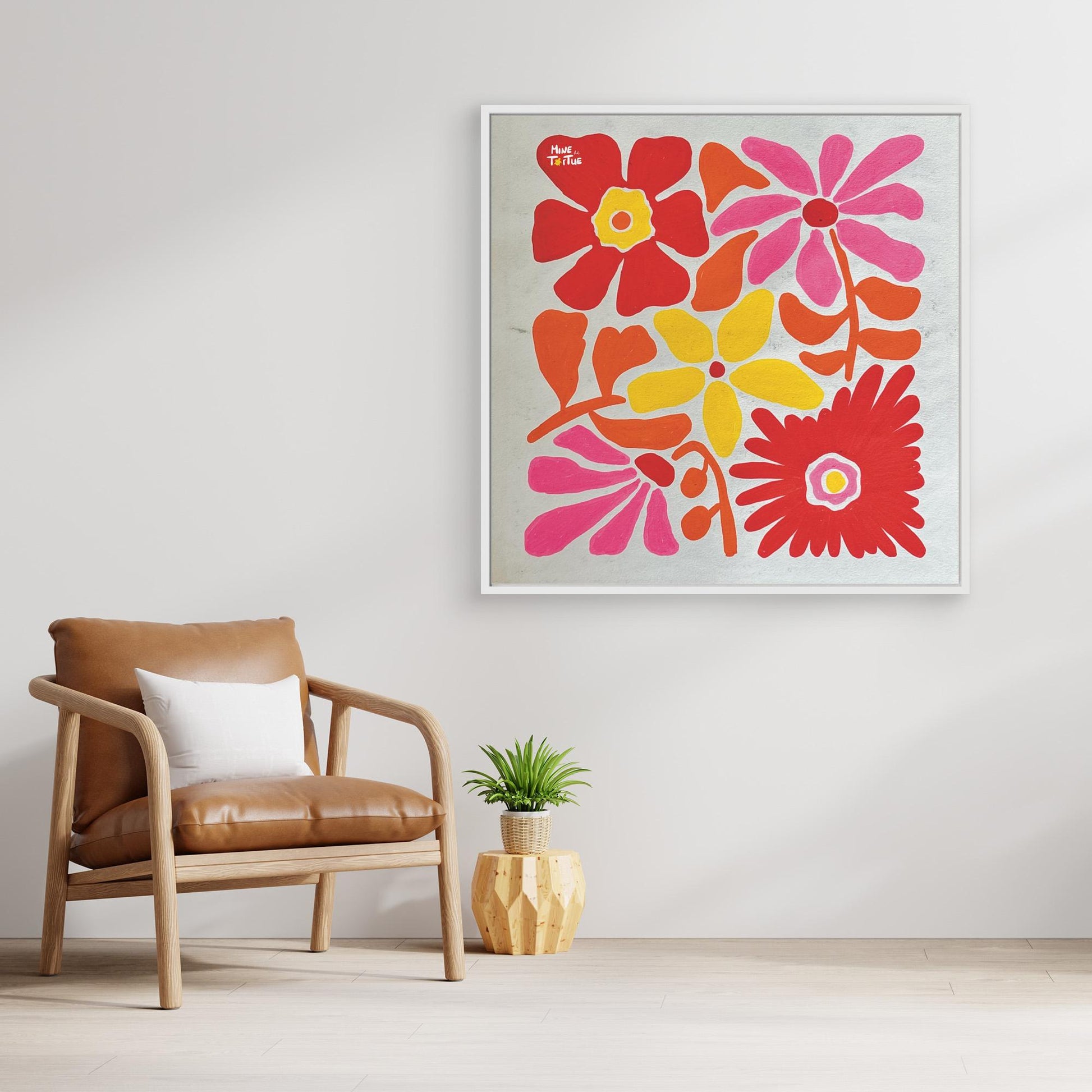 Canvas print ‘Flowers in Red, Pink & Yellow’