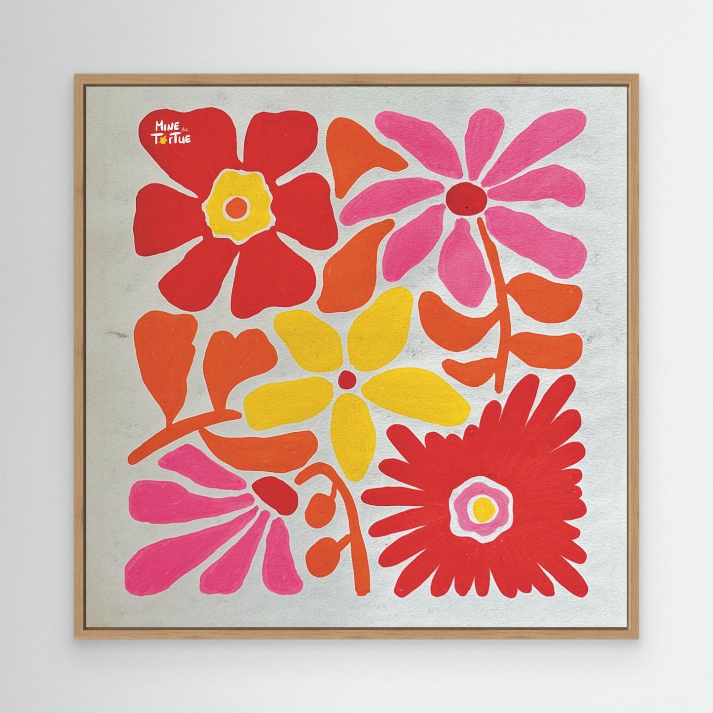 Canvas print ‘Flowers in Red, Pink & Yellow’