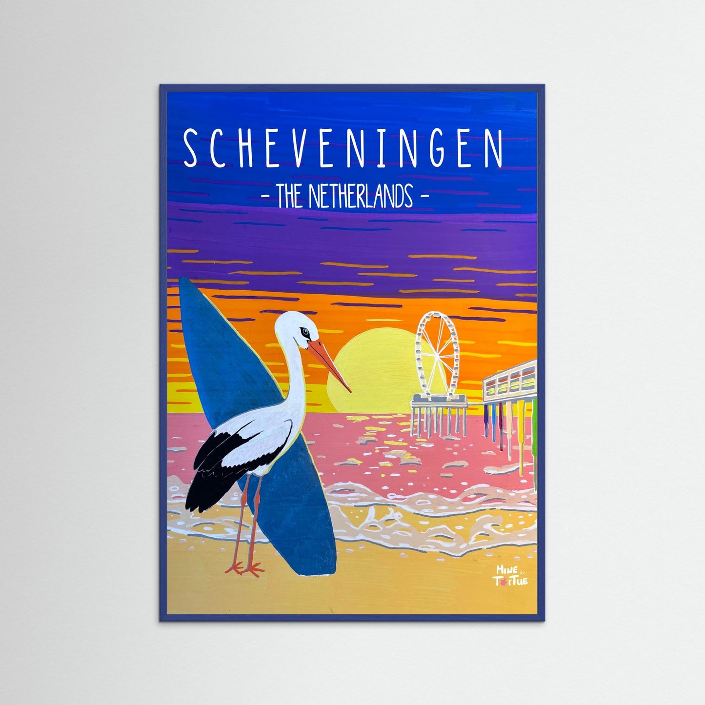 Poster Print ‘Surfing Stork in Scheveningen’