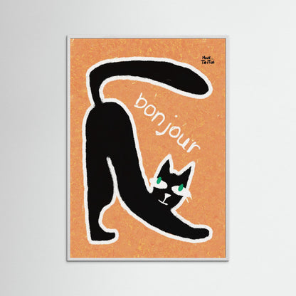 Poster print ‘Chatty Cat Bonjour’