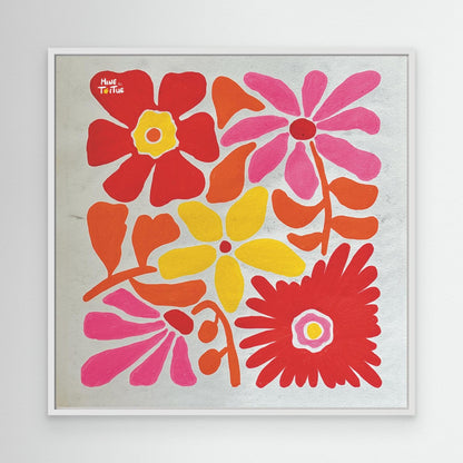 Canvas print ‘Flowers in Red, Pink & Yellow’
