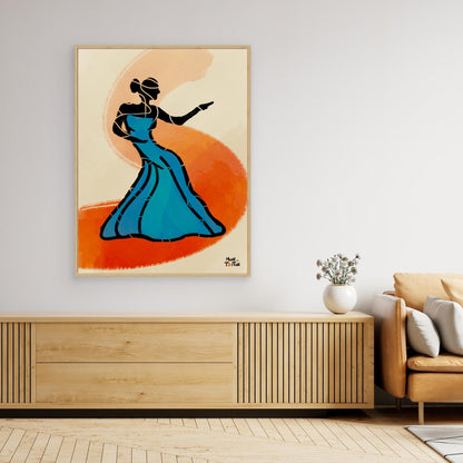 Canvas print ‘Blue dress dancing’