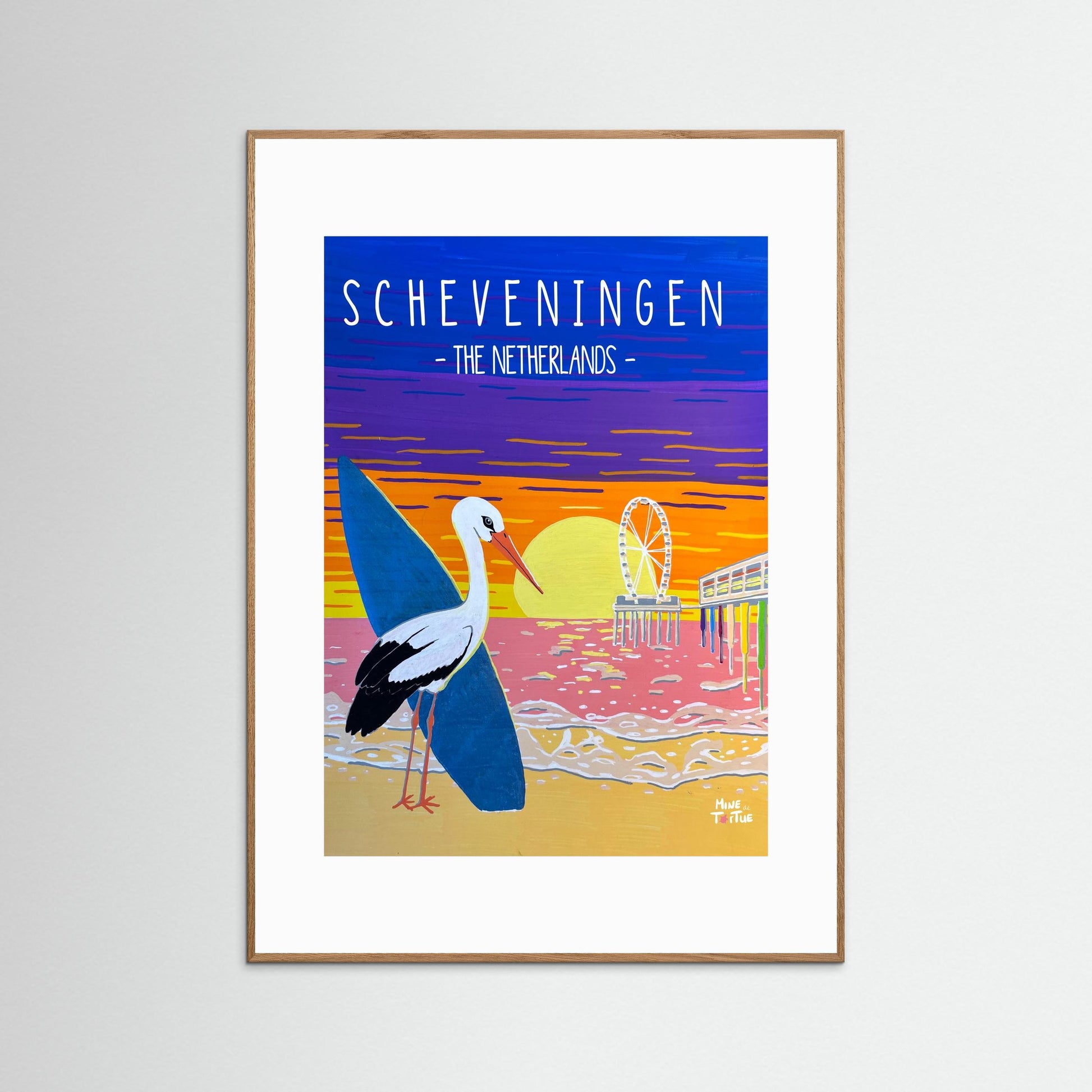 Poster Print ‘Surfing Stork in Scheveningen’